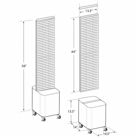 Azar Displays Two-Sided Pegboard Floor Display on Wheeled Studio Base 700729-BLK